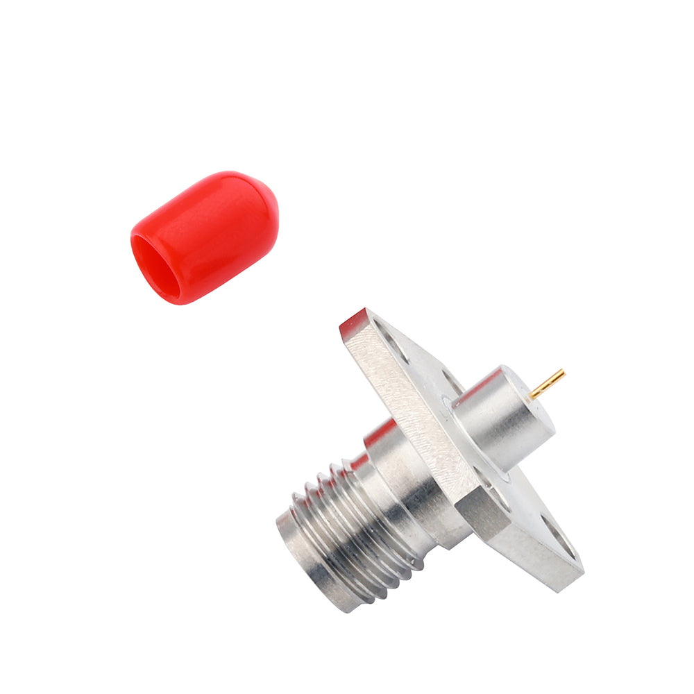 SMA Female Bulkhead 0.5'' Square Flange Solder Connector PR550M0101F01 - Precisionrf Electronics