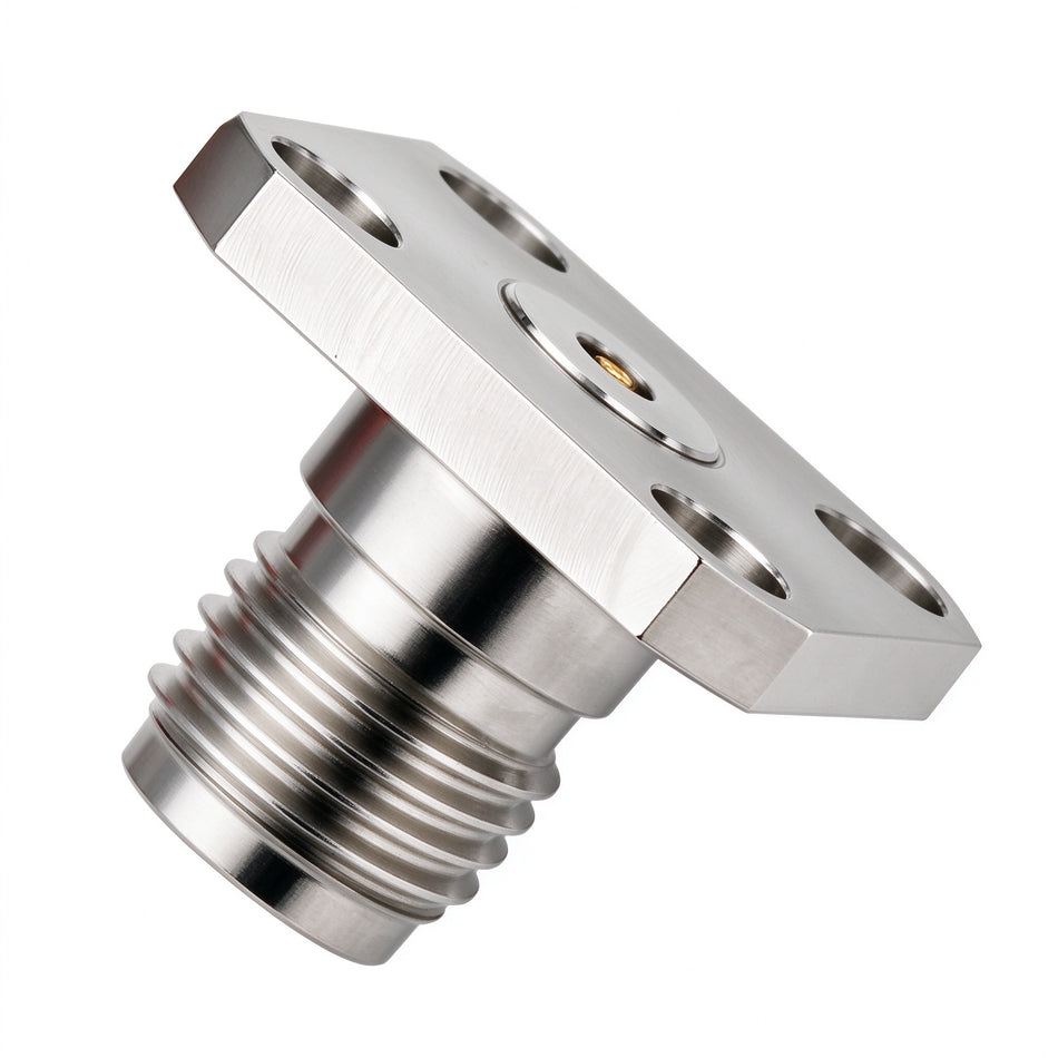 1.85mm Female 4 Holes 0.500" SQ Flange connector | PR18FS23F01