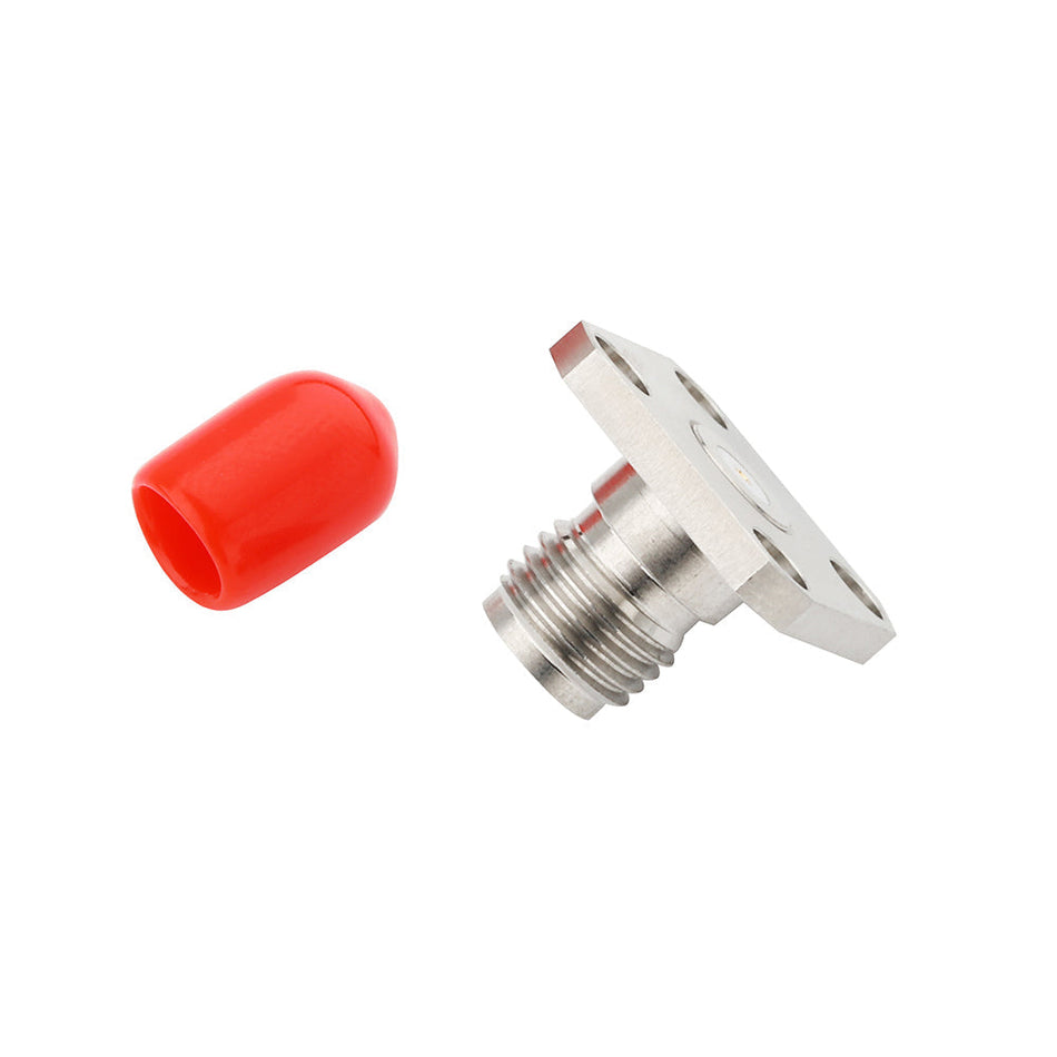 2.4mm Female 4 Holes 0.500" SQ Flange Connector Accept .012'' Pin | PR24FS30F01